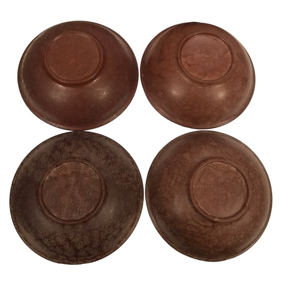 4 Vintage Faux Burl Wood Brown 2 Boltalite 2 Hunter Melamine 8" Bowl MCM USA - Picture 7 of 12